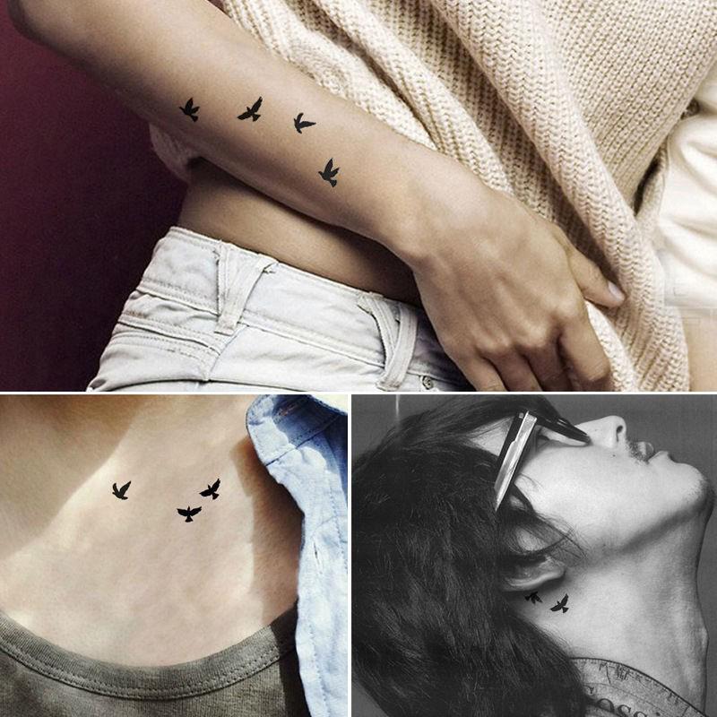 2x Tatuagem Temporária De Pássaros Que Tatuagens Temporárias Removível Impermeável Feminina (2)