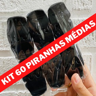 Kit 60 Piranhas Médias 4x3cm Presilhas Prendedor de Cabelo Resistentes Com Dentinhos Internos Atacado Pronta Entrega