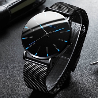 2021 Men's Fashion Ultra Thin Watch Simple Men's Business Stainless Steel Mesh Strap Quartz Watch (1)