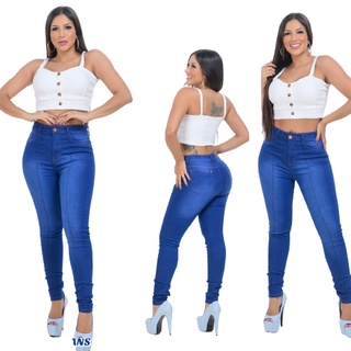 Calça Jeans Feminina Skinny Com Listra Levanta Bumbum Com Lycra 2022
