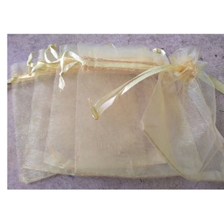 100 Sacos de Organza Ouro Branco 10x13cm Saquinhos de Organza Embalagens para Presente Joias e Decoração (2)
