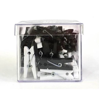 Mini Prendedor Pregador Box Preto e Branco 2,5cm - 20 und