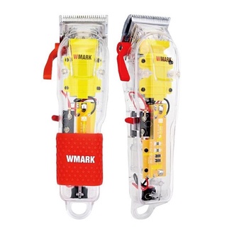 Wmark Professional Hair Clipper Ng-108 Caixa totalmente transparente, lâminas de aço carbono de alta qualidade