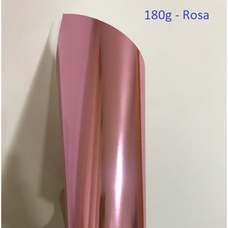 Papel Laminado Lamicote Rosa A4 **180g** - 1 Face - 10 Folhas