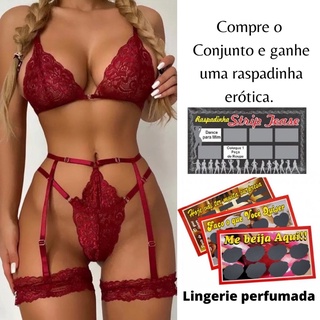 Conjunto Luxo Com cinta liga + Raspadinha Erótica (9)