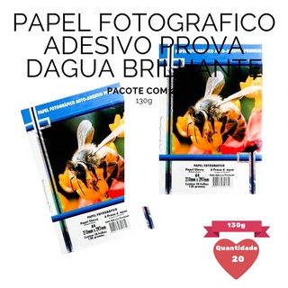 Papel Fotográfico Glossy Adesivo Premium A4 /108/115/130 Gramas 20 Folhas Papel Fotografico prova dagua Brilhante Premium