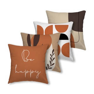 Almofadas Decorativas Terracota - Be Happy - Kit C/ 4 Capas 45x45cm