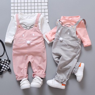 Conjunto de Roupas com Blusa Moderna Calça Esportiva Fashion Infantil Feminina de Bebê de Primavera
