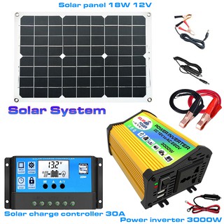 Sistema Solar DC 12 V Para AC 220 V = Power Inverter 300 W / 4000 W + Solar Painéis 18 W DC 12 V / DC 5 V + Controlador De Carga Solar
