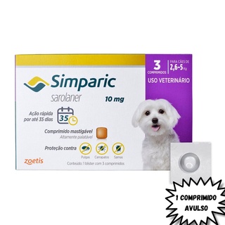 1 COMPRIMIDO Simparic 10 mg para Cães 2,6 a 5 Kg