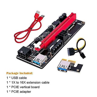 Adaptador PCI-E Riser 60cm VER009S PCIE 1X 16X Dual LED Indicador USB 3.0 6Pin 4Pin Cabo De Alimentação Para Placa Gráfica De Mineração
