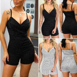 Jry₪Women Casual Striped Sleeveless Shorts Mini Jumpsuit Ladies Playsuit