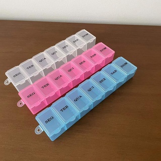 Porta Comprimidos Plástico Caixa Medicamento Organizador de Remédios Diário e Semanal