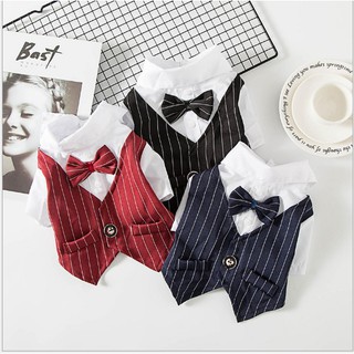 Gentleman Dog Clothes Wedding Suit Formal Shirt For Small Dogs Bowtie Tuxedo Pet Outfit Halloween Christmas Costume