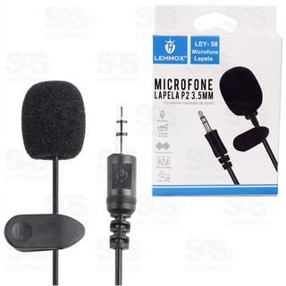 Microfone de Lapela P2 3.5mm 1,5mts Pronta Entrega