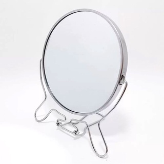 Espelho De Mesa Redondo Dobrável Dupla Face Com Aumento 6" Prata Maquiagem Makeup