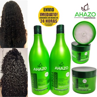 Kit tratamento Shampoo Condicionador e Máscara Babosa 500gr Ahazo (1)