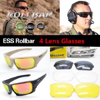 Óculos de sol táticos polarizados ESS Rollbar 4 Lens Proteção UV Óculos militares TR90 Army Google Óculos de ciclismo à prova de balas
