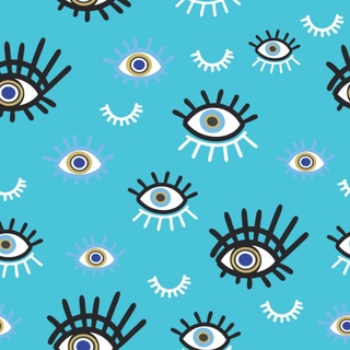 Tricoline Olho Grego Azul Claro, 100% Algodão, 50cm x 1,50mt