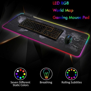Mousepad Mouse Pad Gamer LED RGB 7 Cores Tamanho Grande Colorido na Borda Tapete Estampa LOL e Overwatch