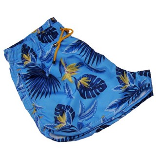 Shorts Feminino Tactel Azul Floral Praia Plus Size