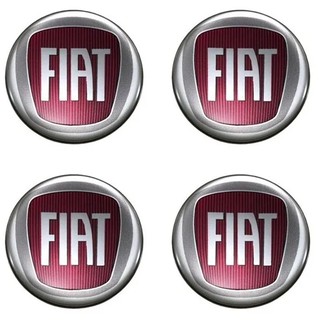 Jogo Emblema Adesivo Calota Fiat Vermelho Fiat 51mm Resinado