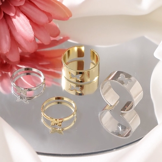 2 Pçs/Set Moda Anéis De Borboleta De Ouro Para As Mulheres Homens Amante Casal Amizade Abertos Casamento Noivado Jóias