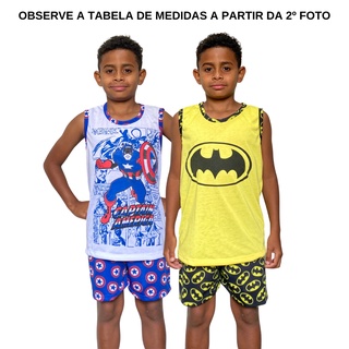 Pijama Masculino Infantil Regata Personagem / Roupa de Dormir / Pijama Masculino