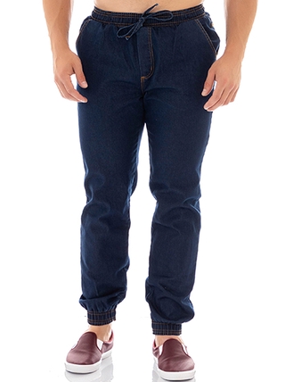 calça jeans masculina Jogger lisa lavagem escura