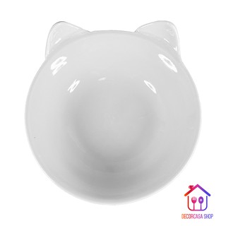Comedouro Pet de Porcelana Gato Little Ear Branco 300ml