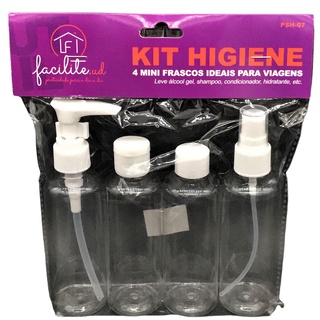Kit Higiene Frascos para Viagem 75ml 4 Peças