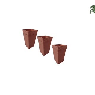 Kit 3 vasos Ratan Coluna 10 lts Interno e Externo marron Planta Flor Folhagem Real Artificial