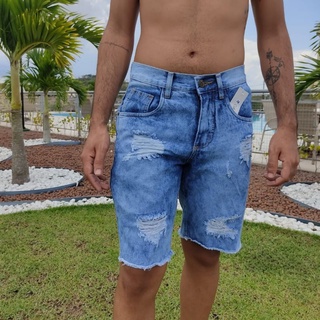 bermudas jeans masculino slim estilo destroyed com jato de tinta lançamento a pronta entrega (2)