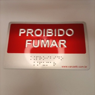 placa sinalizadora "proibido fumar" - braille