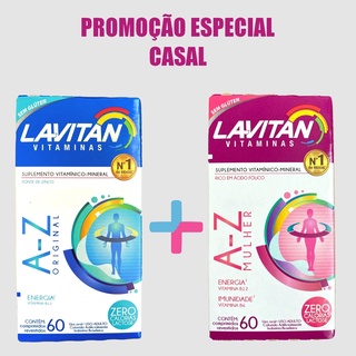 Lavitan Mulher + Lavitan Homem Vitamina A-Z Zero calorias 60+60cp Original Promoção Imperdível