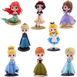 Brinquedos De Princesa Q Posket Frozen Elsa Anna Cinderela Belle Modelo Bolo Topper Figuras De Ação (4)