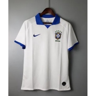 Camiseta Blusa de Time Futebol Masculino Seleção Branca Gola Polo