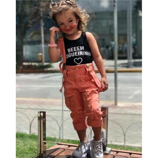 macacão jardineira infantil salopete jeans infantil-menina Infantil mini diva blogueira roupa infantil menina (7)
