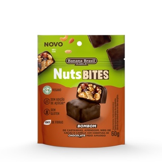 Bombom Nutsbites De Chocolate Meio Amargo Vegano Sem Açúcar Sem Glúten Snack de 60g