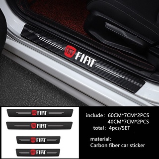 Adesivo de fibra de carbono do peitoril da porta do carro para Fiat 500 Palio Punto Stlio Tipo Panda Doblo Decalques de limiar e acessórios de vinil