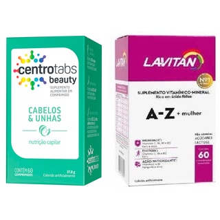 Kit Suplemento Vitamínico Lavitan A - Z Mulher com 60 comprimidos + Centrotabs Beauty Cabelos E Unhas 60 Cap