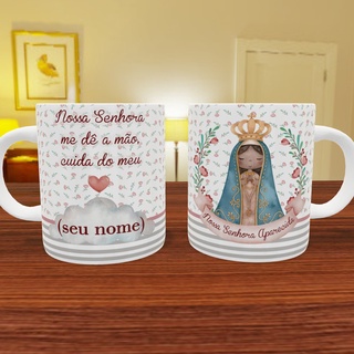 Caneca Personalizada Nossa Sra Aparecida ( Cerâmica 320 ml ) - Santo - Religioso - Católico