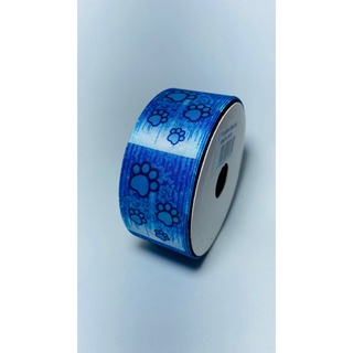 Fita de Cetim Estampada PET Art Fitas n9(40mm) com 10 Metros - Patinhas Azuis