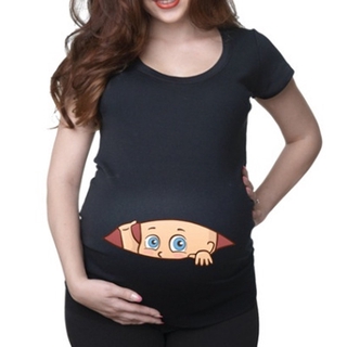 Camiseta Para Maternidade / Gravidez De Manga Curta Com Estampa De Desenho Para Bebê