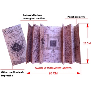 Combo Carta Harry Potter Com Mapa do Maroto Bandeira Sonserina + Ticket 9 3/4 e Ticket Buss (3)
