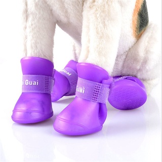 4 Peças Sapato/Bota De Silicone Flexível Impermeável Antiderrapante Para Cachorros/Pets/Bulldog Francês Pug /