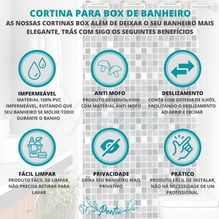 Cortina Para Box de Banheiro Pvc Impermeável - ÚLTIMAS PEÇAS (4)