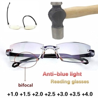 2022 óculos De Leitura Sem Moldura Para Homem E Senhora / óculos Bifocais Anti-luz Azul