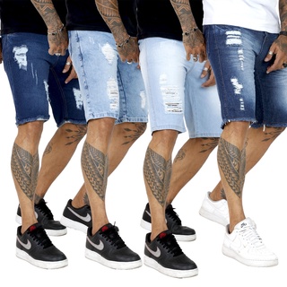 Lote 2 Bermudas Masculinas Rasgadas jeans