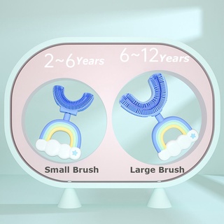 MONSA Toddlers Children Teeth Cleaning Children Teeth Brush 360 Degree Baby Toothbrush U-Shaped Toothbrush/Multicolor (2)